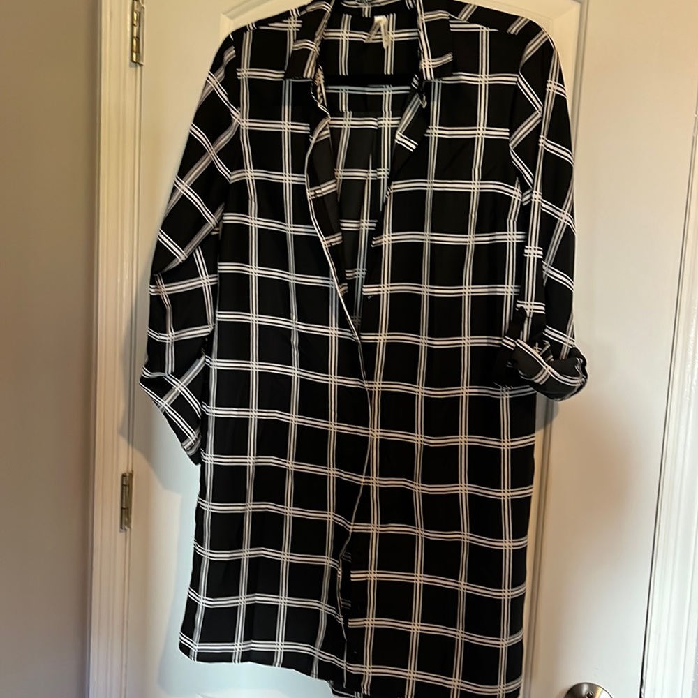 Black and white blouse dress